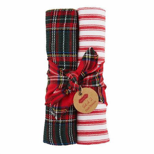 Green Tartan and Waffle Dish Towel