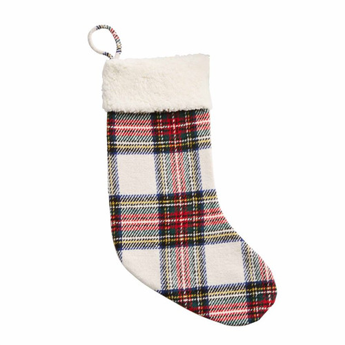 White Tartan & Sherpa Stockings