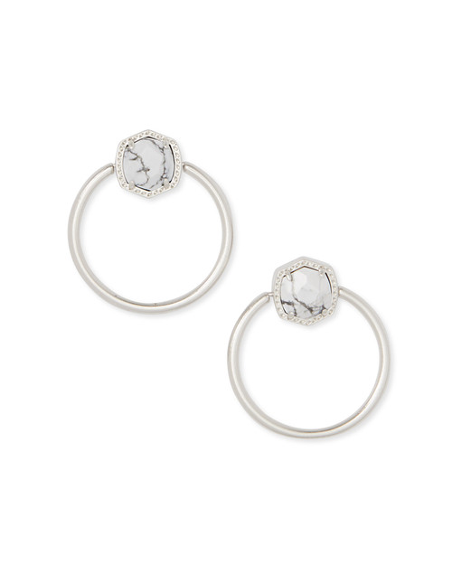 Davie Hoop Silver White Earring