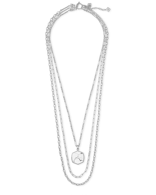 Davis Silver White Multi Strand Necklace 