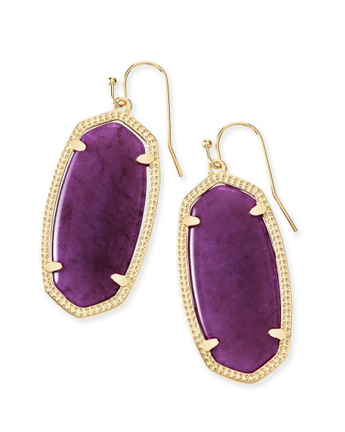 Elle Earring Purple Jade with Gold Metal