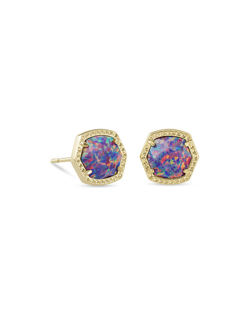 Davie Stud Gold Lavender Opal Earrings