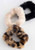 Fuzzy Scrunchie Black Tan Set