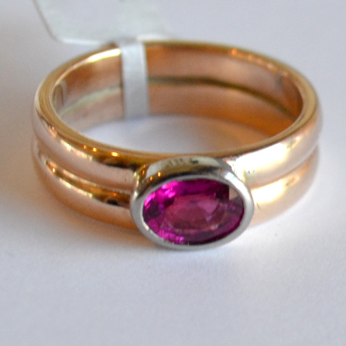 MY206 Rose gold with Rubelite Tourmaline ring