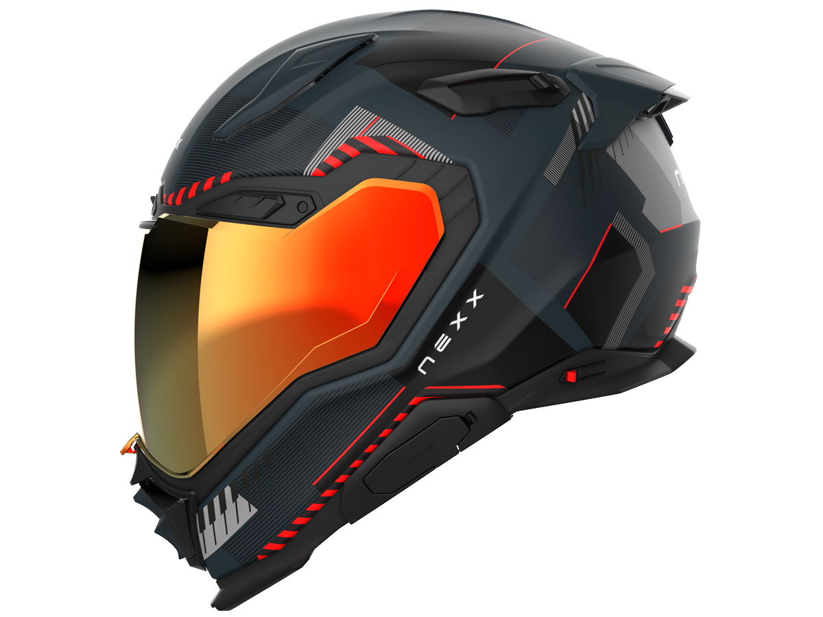 実践　newtext Nexx X.WST3 Motorcycle Helmet Fluence Dark Gray/Red: MOTO-D Racing