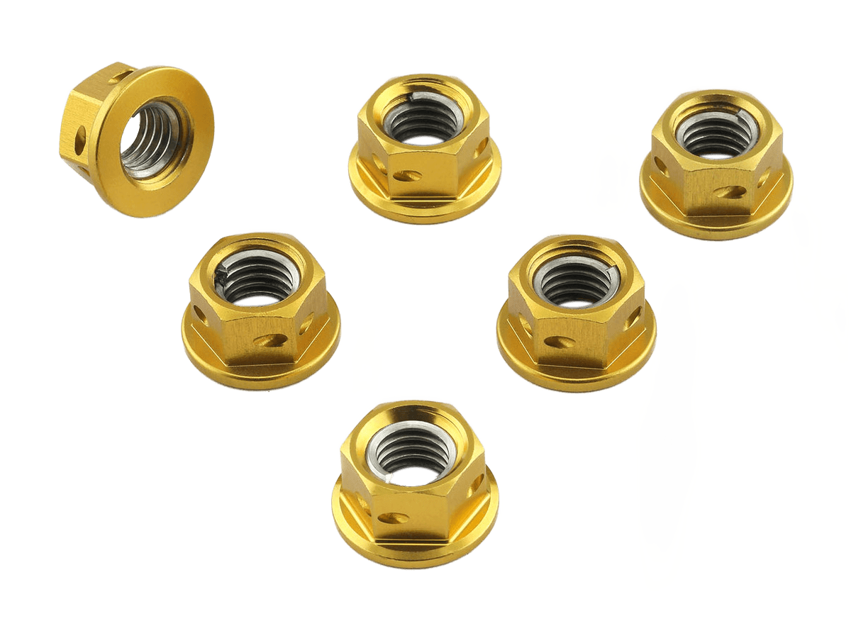 Aluminum Race Drilled Sprocket Nuts M10x1.25 (Gold) | Probolt USA