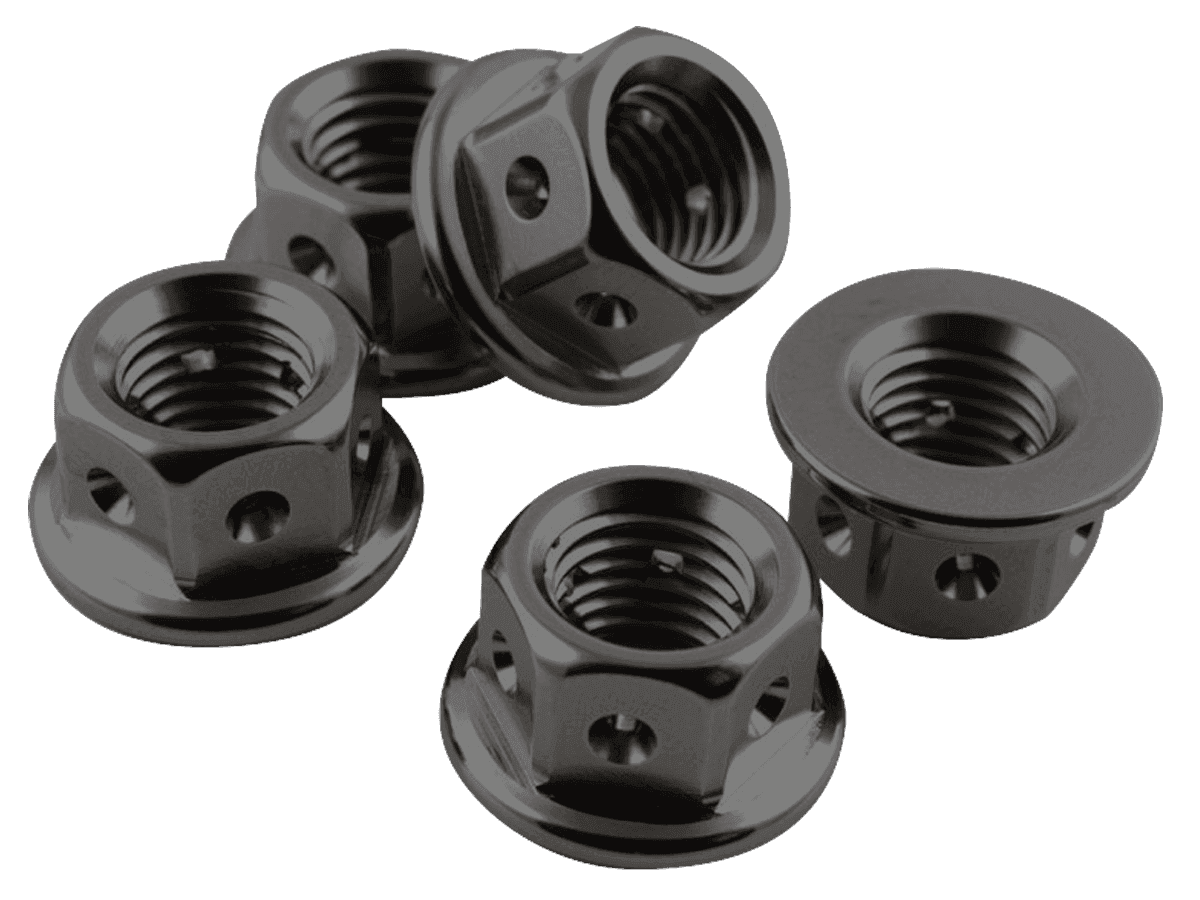 Titanium Race Drilled Sprocket Nuts M10x1.25 (Black) | Probolt USA 