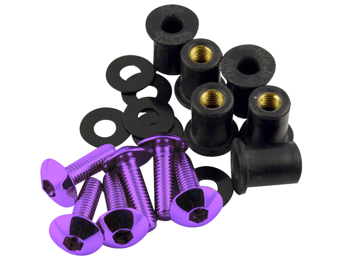 Aluminum Motorcycle Windscreen Bolts (8/ea) (Purple) | Pro-Bolt