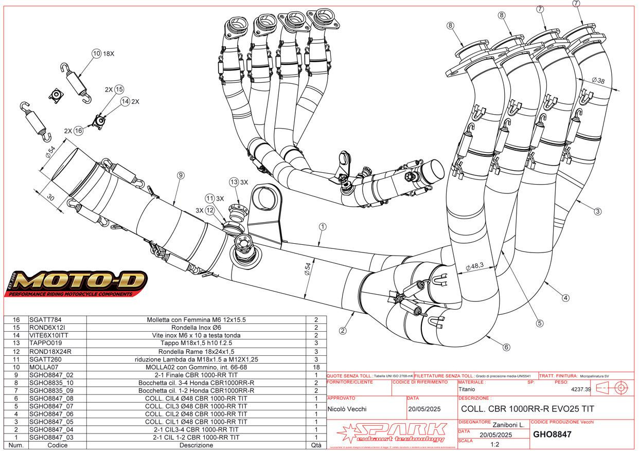 Spark Honda CBR 1000RR-R Full Titanium Exhaust System (2025+):