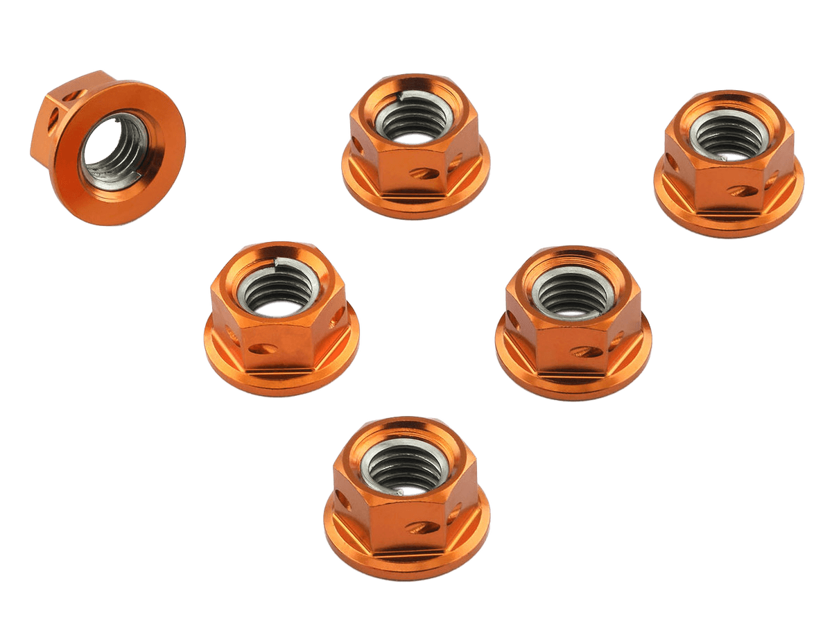 bon様 Aluminum Race Drilled Sprocket Nuts M10x1.25 (Orange) | Probolt
