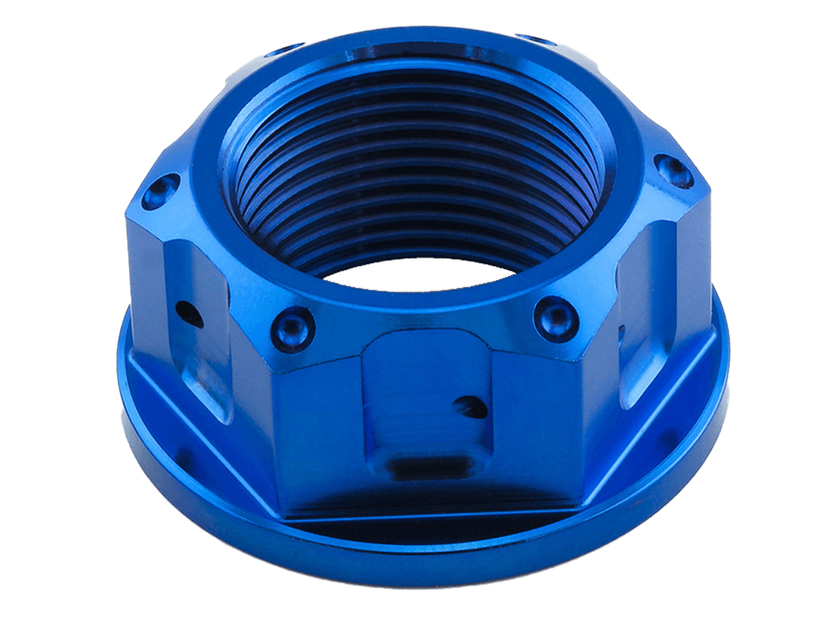 Titanium Race Drilled Rear Axle Nut M24x1.5 (Blue) | Probolt USA