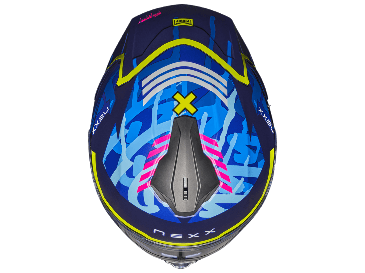 Nexx Y.100R Helmet Urbangram Matte Blue / Hi-Viz: MOTO-D Racing