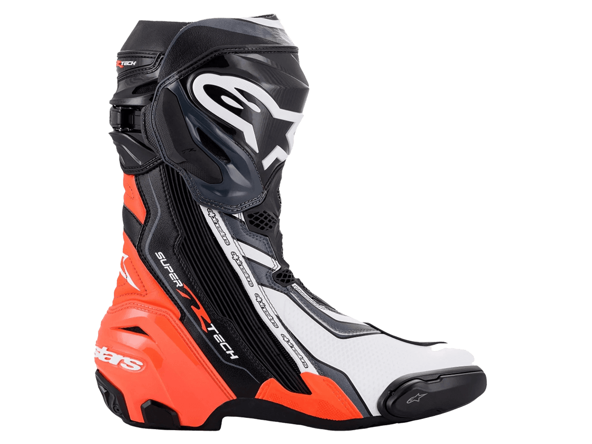Alpinestars Supertech R Boots (Black/Red Fluo/White/Gray): MOTO-D