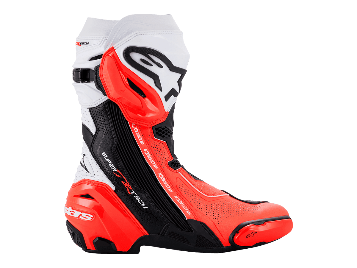 Alpinestars Supertech R Vented Boots (Black/White/Red Fluo): MOTO