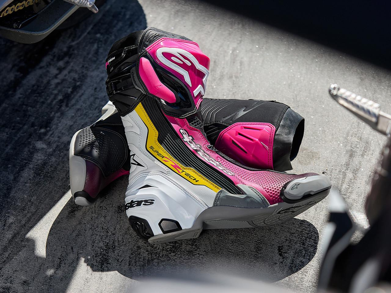 Alpinestars Supertech R Vented Boots (Black/White/Red Fluo): MOTO