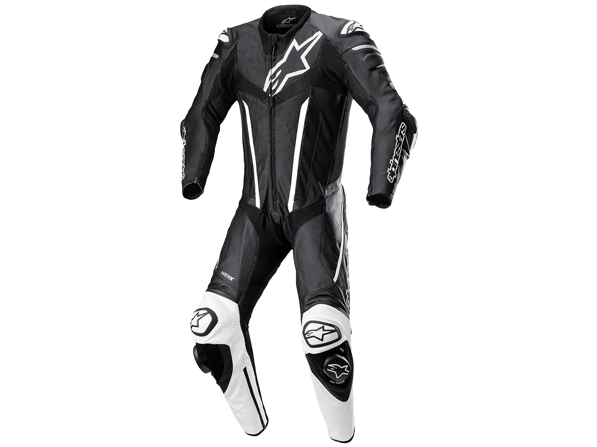 Alpinestars Fusion Leather Race Suit (Black/White): MOTO-D Racing