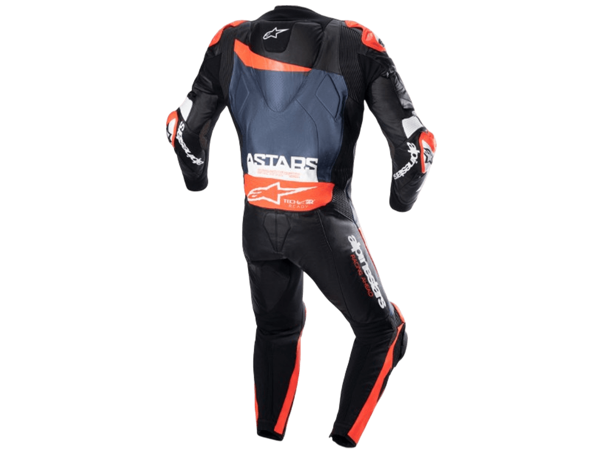 Alpinestars GP Plus V4 Leather Race Suit (Black/Red Fluo/Dark Blue