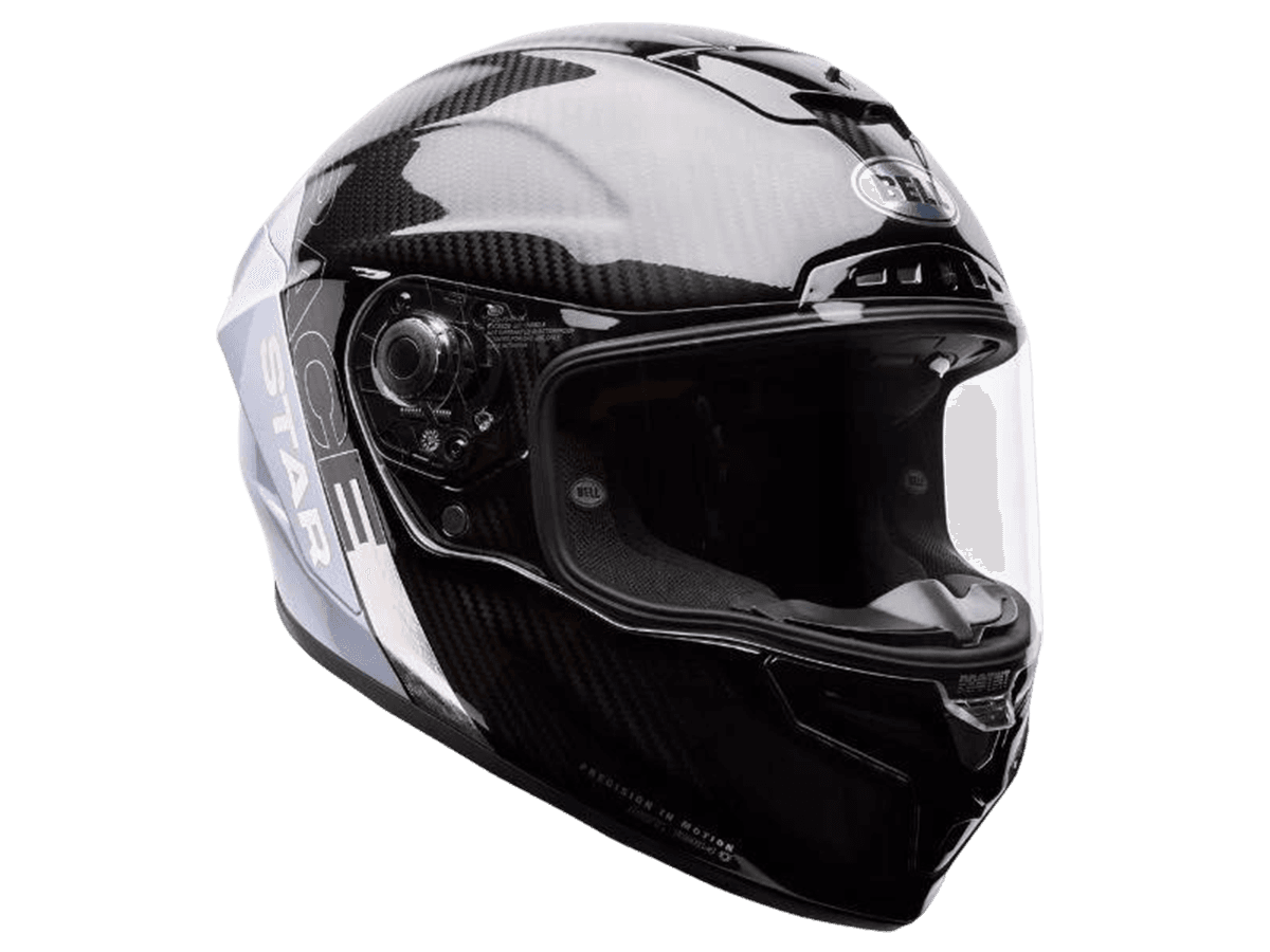Bell Carbon "Race Star" Flex DLX Helmet Strike Silver/White