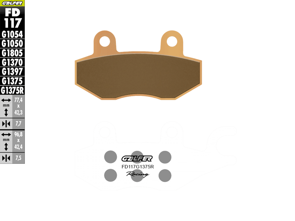 Galfer Sinter Trackday Brake Pads FD117G1375R - (2/pc) - MOTO-D Racing