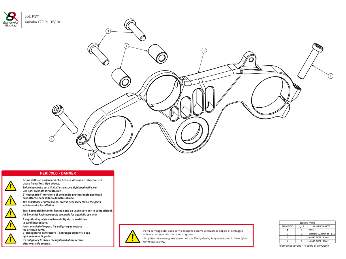 YOU様 Bonamici Top Triple Clamp Yamaha R9 (Black) (Race): MOTO-D Racing