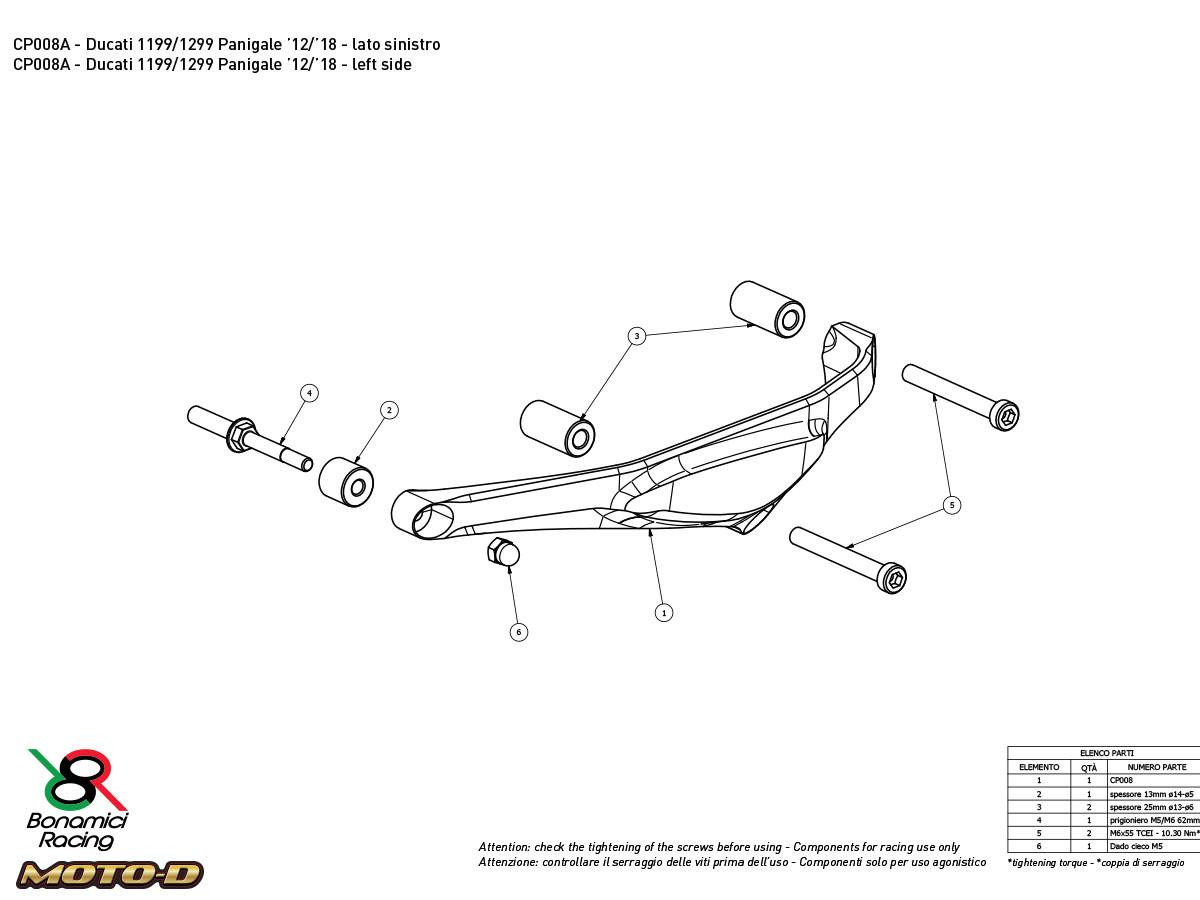 Bonamici Ducati Panigale 959, 1299, 1199 Case Cover Savers: MOTO-D