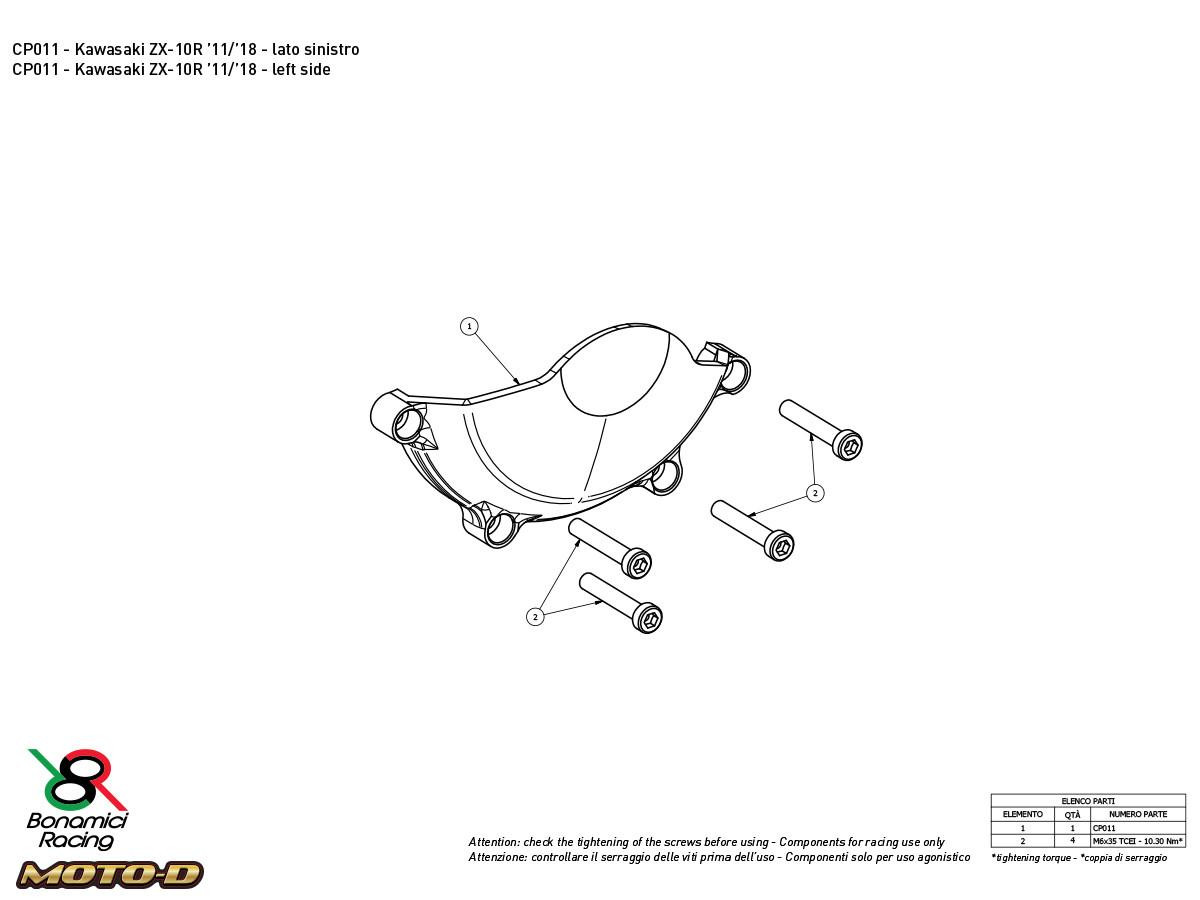Bonamici Kawasaki ZX-10R Case Cover Savers (2011+): MOTO-D Racing