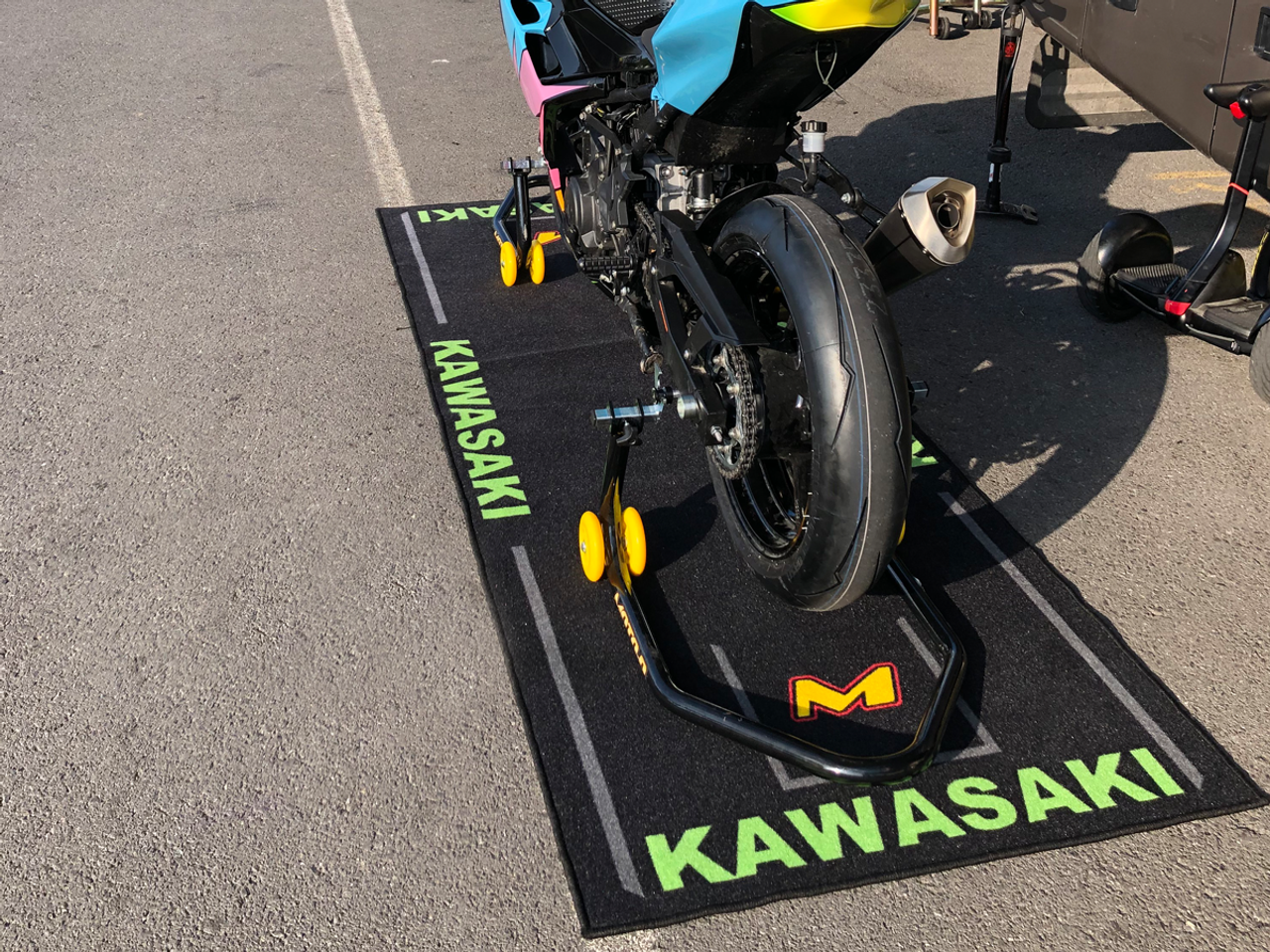 Kawasaki Motorcycle Mat  Motorcycle Garage Floor Mat: MOTO-D Racing