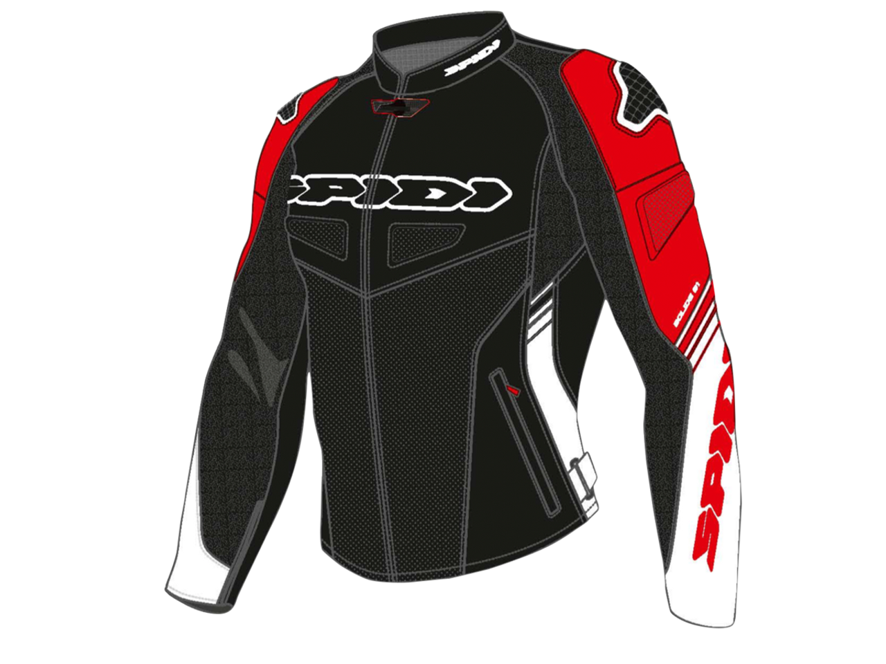 Spidi Track Leather Motorcycle Racing Jacket - Black White Red