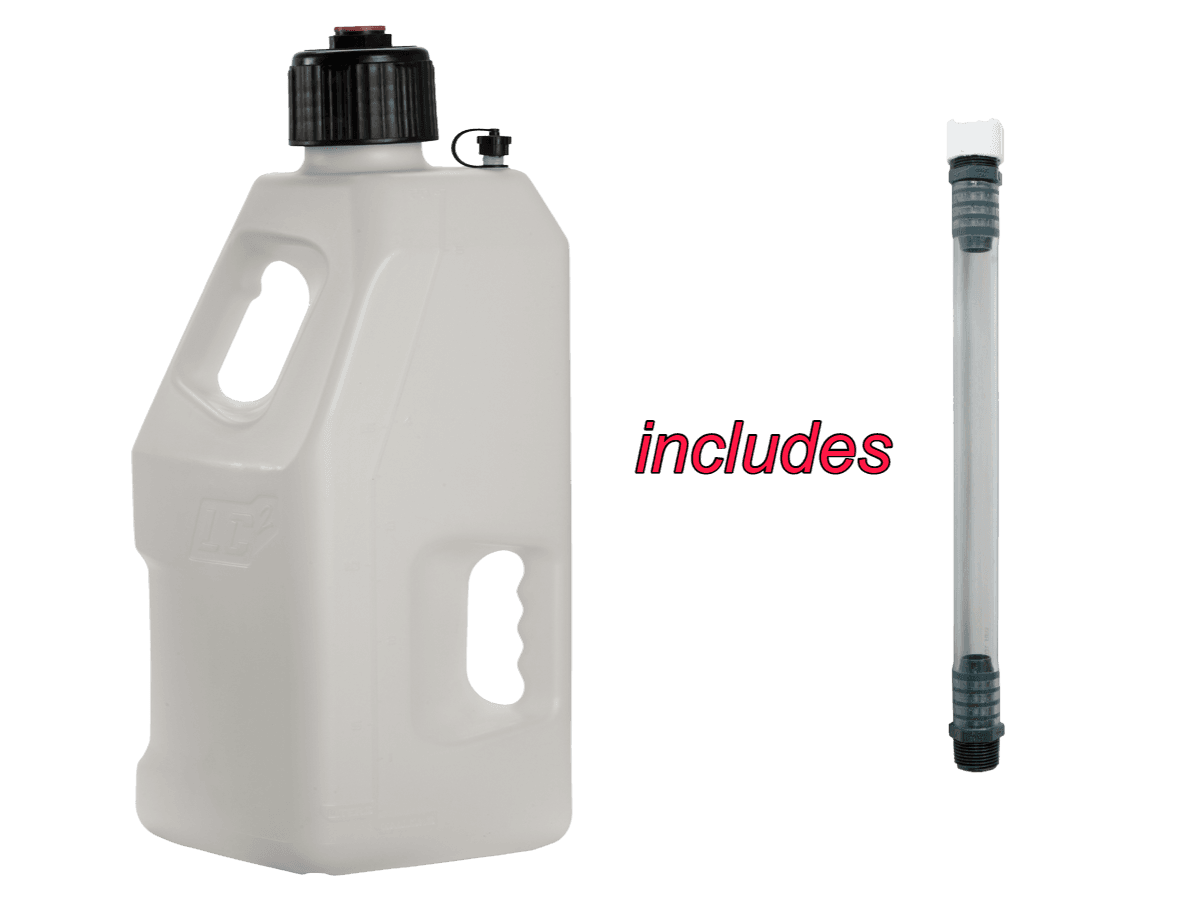 LC2 Motorcycle Racing 5-Gallon Fuel Jug w/ Hose (White): MOTO-D Racing