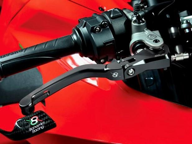 Bonamici Ducati Panigale V4 S/R Folding Levers (Black/Red): MOTO-D