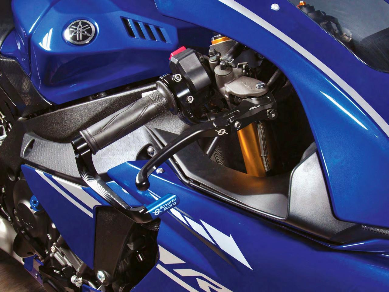 Bonamici Yamaha R1 Folding Levers (04-14) (Black/Blue): MOTO-D Racing