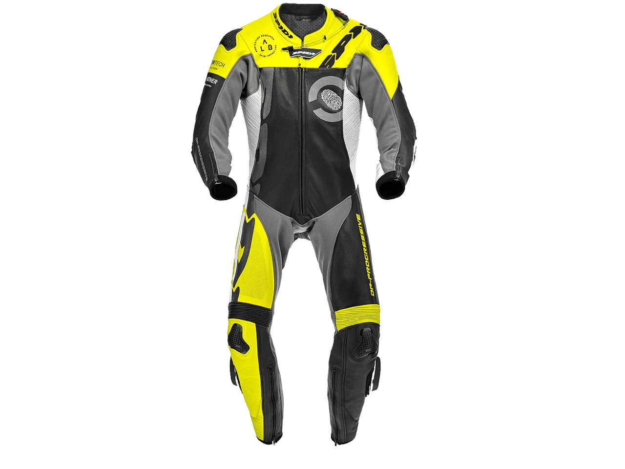 Spidi Track Wind Pro Motorcycle Racing Leather Suit Black/White/Neon/Red