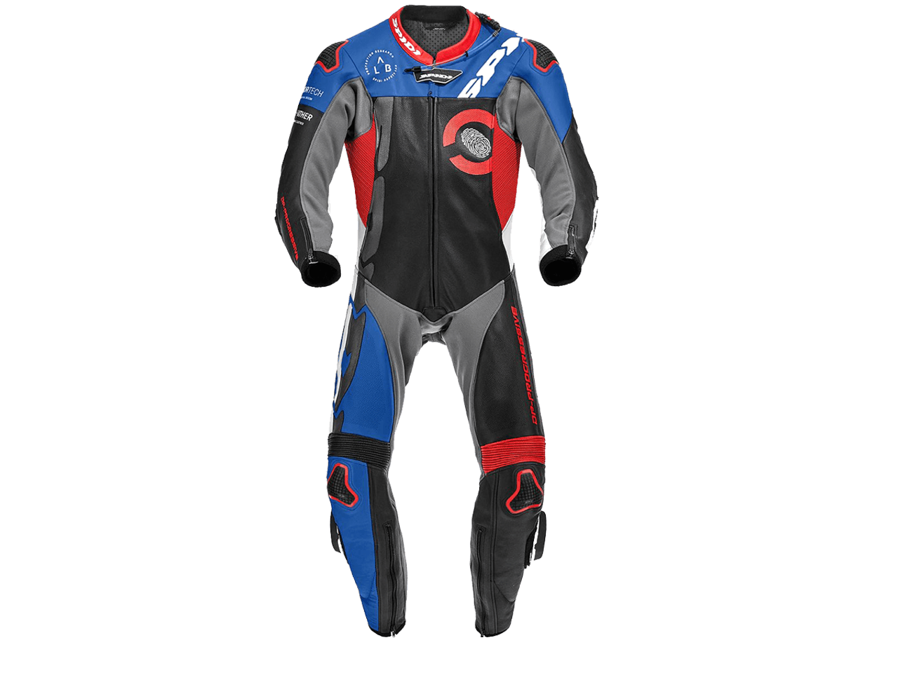 Spidi Racing Leather Suit DP-Progressive Pro Blue/Red/White: MOTO