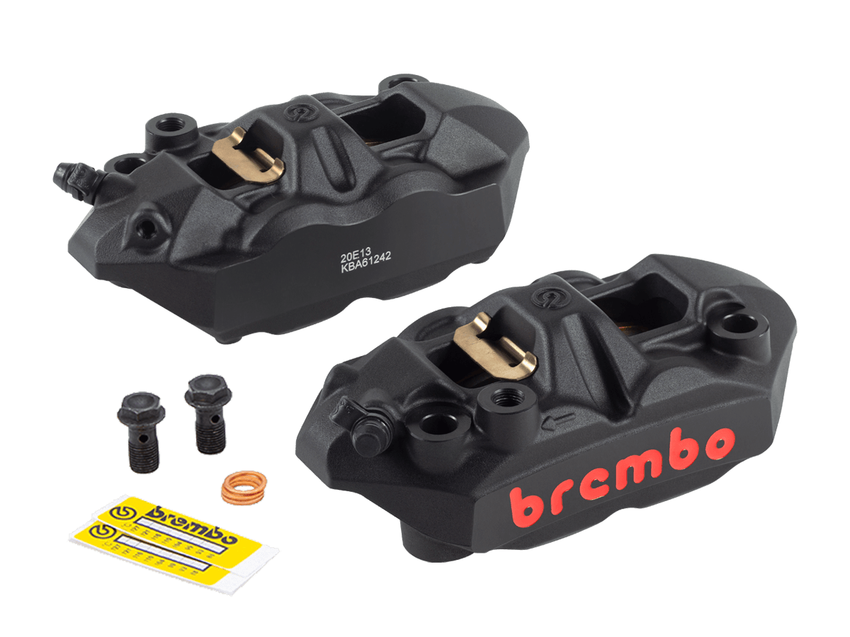 Brembo 108mm M4 Cast Monobloc Caliper Set Front Black/Red: MOTO-D