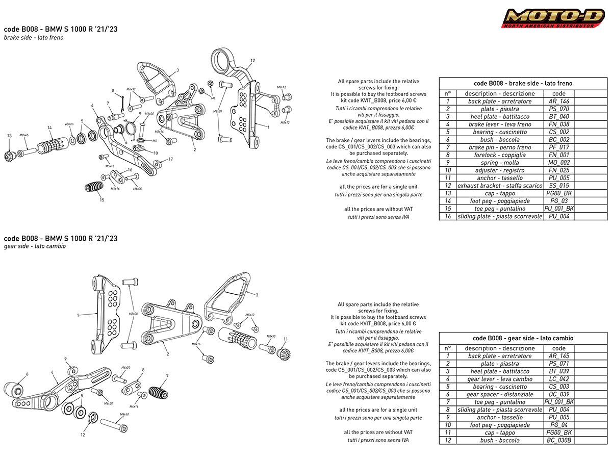 Bonamici Motorcycle Rearsets | BMW S1000R (2021+) : MOTO-D Racing