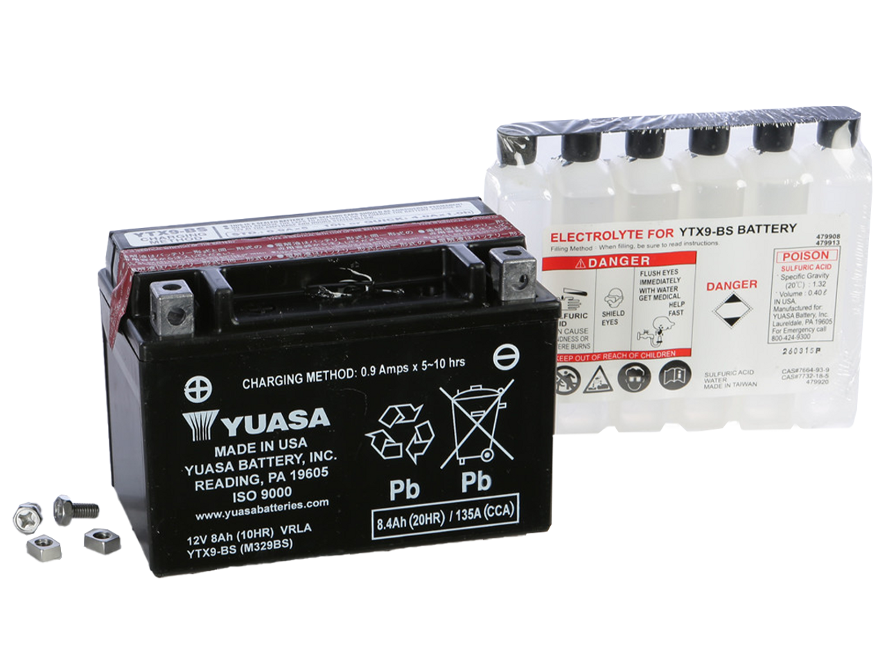 Yuasa YTX9-BS Motorcycle Battery (135 CA)