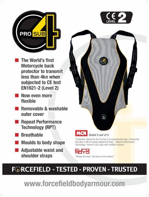Forcefield Body Armour Pro Sub 4 Motorcycle Back Protector (Large