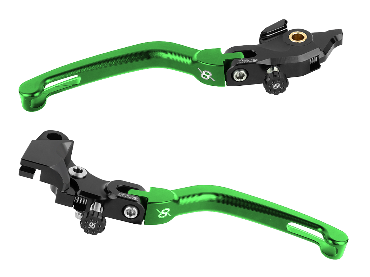 richimaru Bonamici Kawasaki ZX-4RR Folding Levers (Black/Green): MOTO