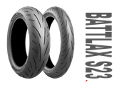 Bridgestone Battlax Hypersport S23 Motorcycle Tires
• For riders looking to raise the bar on their hypersport performance.
• Up to 3.0 seconds faster on a dry and wet track than the S22 tire
• Up to 8% longer rear tire wear life than the S22
• Pulse Groove Technology increases water drainage for superior grip in wet conditions