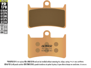 Galfer Racing Motorcycle Brake Pads Yamaha R1 (15-24) - Front (2/pc) (FD178G1310-B)