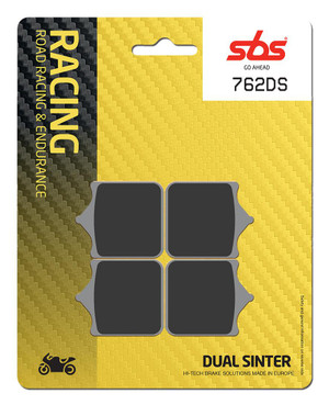 SBS Dual Sinter "Racing" Brake Pads 762 DS / DS1 - Front 
Fitment
Aprilia RSV 1000 Mille/R/Pista/Nera (2001-2007)
Ducati 748 S/R (2001-2002)
Ducati 749 S/R (2003-2007)
Ducati 996 R (2001+)
Ducati 998 R (2002+)
Ducati 999 S/R (2003-2007)
Husqvarna 701 Supermoto
KTM 690 SMC R (All Years)
MV Agusta F4 R 1000 (2006-2007)
Discacciati FDRT100 Radial 4-Piston Calipers (100MM)
Discacciati FDRT108 Radial 4-Piston Calipers (108MM)
Equivalent to Galfer 262
Equivalent to Vesrah VD-986
Equivalent to EBC FA322