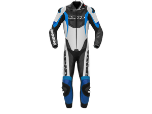 Spidi "Sport Warrior Pro" Perforated Motorcycle Racing Leather Suit White/Blue