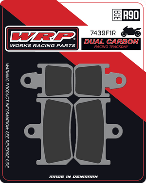 WRP Brake Pads Dual Carbon Racing / Trackday 7439 F1R
Fitment
Same as SBS 839 DC
Yamaha YZF-R1 (4-pad/side/set) (2007-2014)
Equivalent to Galfer 365
Equivalent to Vesrah VD-277
Equivalent to EBC FA442/4