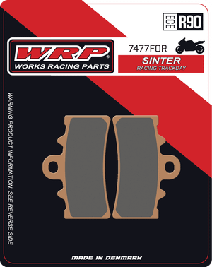 WRP Brake Pads Sinter Racing / Trackday 7477 F0R
Fitment
Same as SBS 877 RST / RS
Aprilia RS 457
BMW G 310 R/GS (2016+)
KTM RC 390 (2014+)
KTM Duke 390 (2013+)
Equivalent to Galfer 450
Equivalent to Vesrah VD-9068
Equivalent to EBC FA606