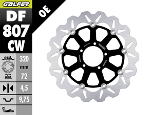 Galfer Ducati Hypermotard 1100 EVO SP Front Brake 320mm Floating Wave Rotor (2013) (DF807CW-D)