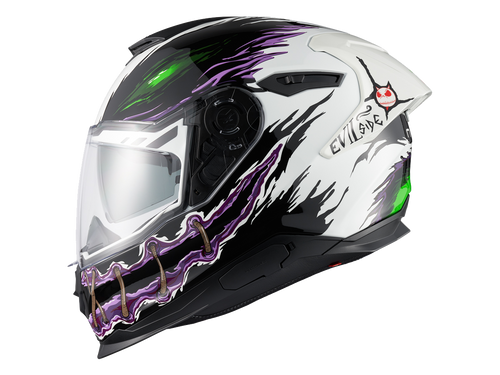 Nexx Y.100R Night Ride Matte White/Black/Purple Helmet