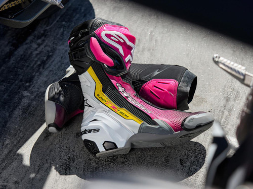 Alpinestars Supertech R Vented Boots (Black/White/Red Fluo): MOTO