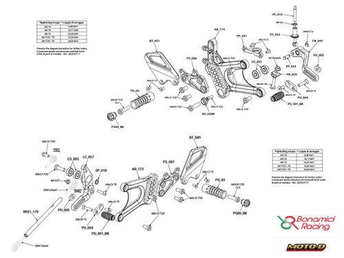 Bonamici Ducati Performance Streetfighter V4 /S Rearsets (2025+) Tech Drawing