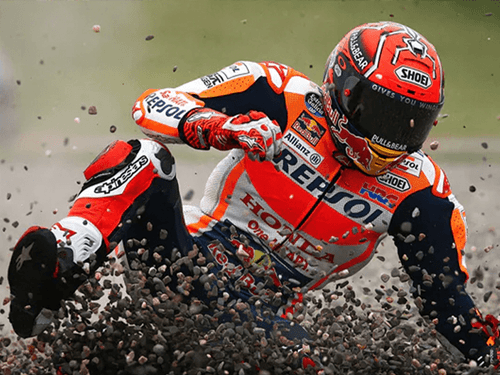 Marquez using Alpinestars Tech-Air 10 Airbag System
