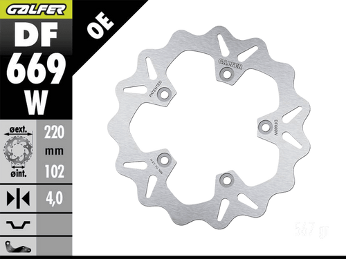 Galfer Aprilia RSV4 Rear Brake Wave Rotor (GLF-DF669W)